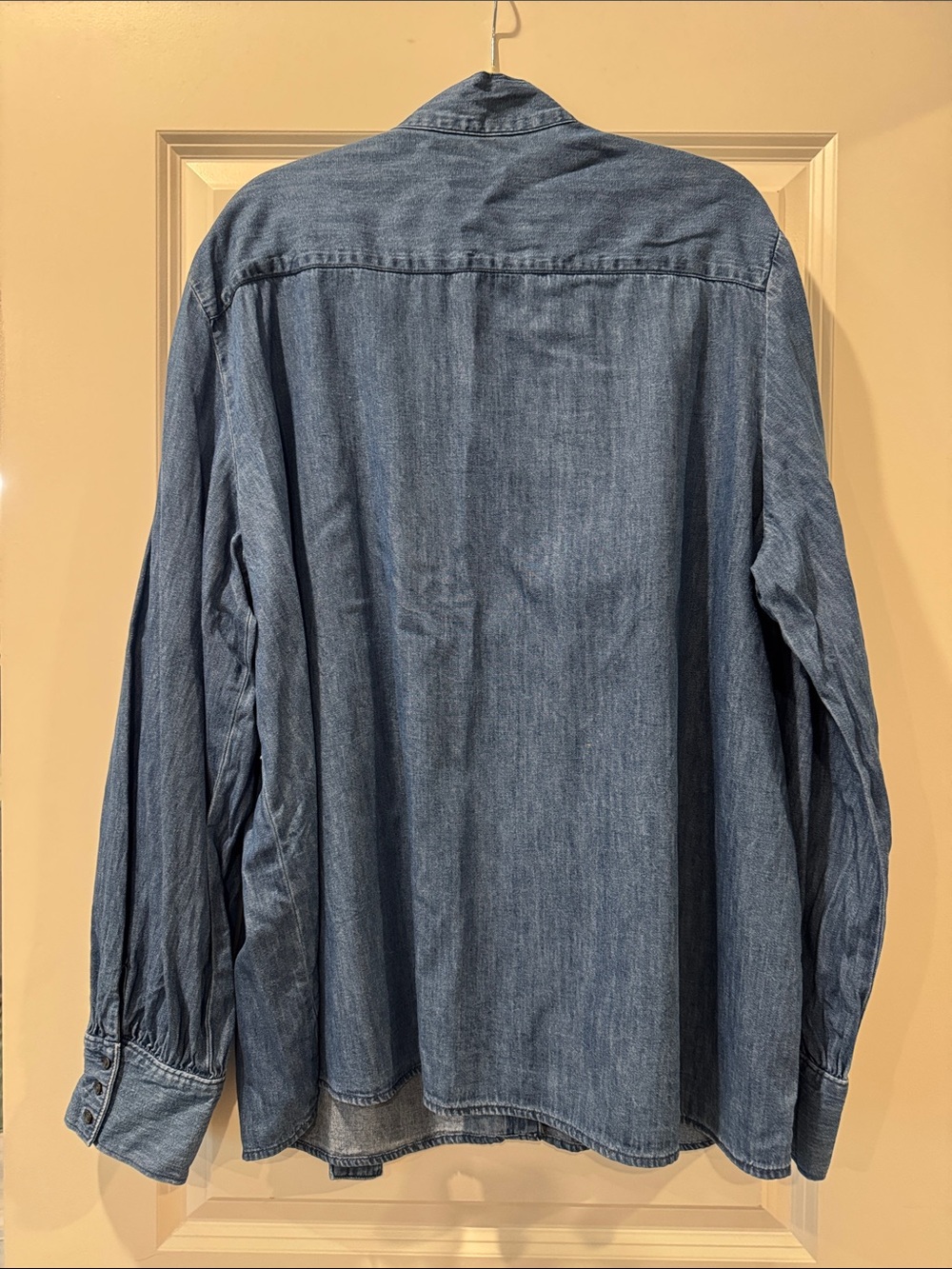 GAP NWOT Denim Button Down Tie Neck Long Sleeve - XXL Tall - Picture 4 of 4